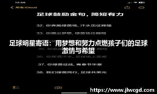 足球明星寄语：用梦想和努力点燃孩子们的足球激情与希望
